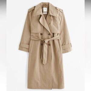 Abercrombie Full Length Trench Coat Size L Caramel/Light Brown